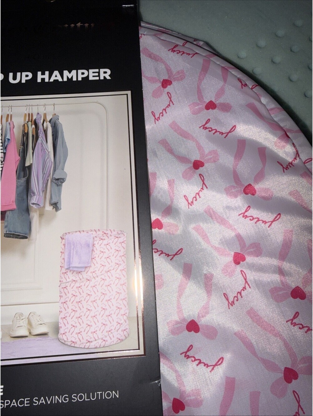 JUICY COUTURE POP UP HAMPER JUICY COUTURE Pink Hearts And Bows Laundry - Picture 3 of 6